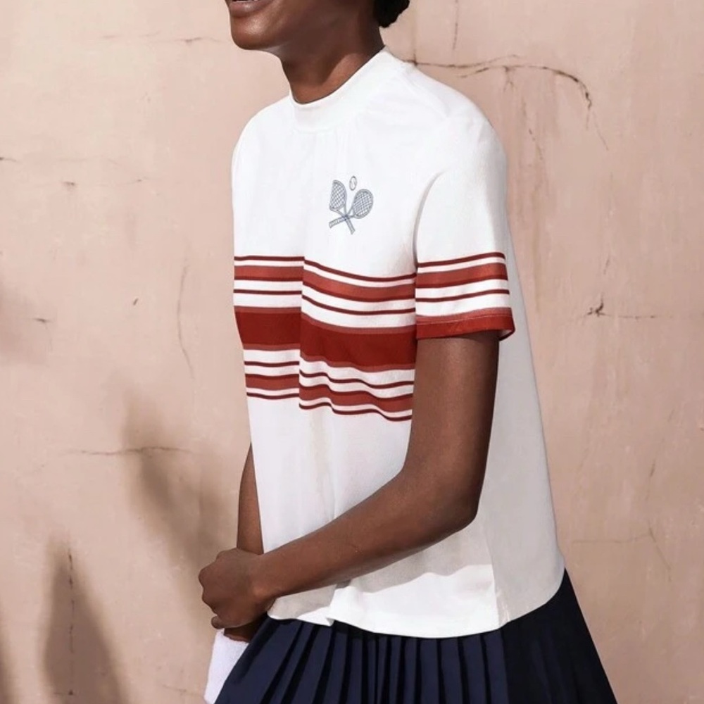 White and Red Striped Tennis Shirt